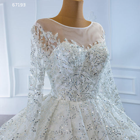 Gorgeous Crystal long sleeve heavy sequin wedding gown