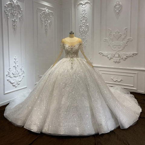 Crystal dazzling Sequins Ball Gown Wedding Dresses