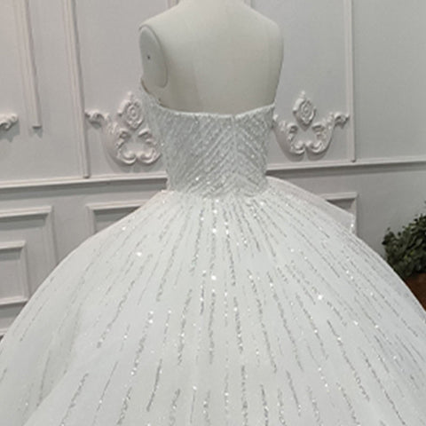 Luxury Heavy Beaded Sleeveless Ball Gown Wedding Dress