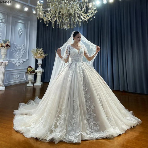 Classic Empire Lace Fabric Bridal Wedding Gown