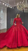 Sparkling High Neck Red Statement Bridal Gown