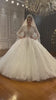 Long Sleeve 3D flowers applique with keyhole back Royal Ball Gown