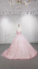 Princess Pink Sweetheart Bridal Gown with 3D Flowers and Pearl Detail