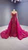 Red Luxury Long Sleeves Beaded Bridal Gown