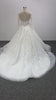 Elegant Cute O-neck Long Sleeve Lace Up Backless Wedding Dress