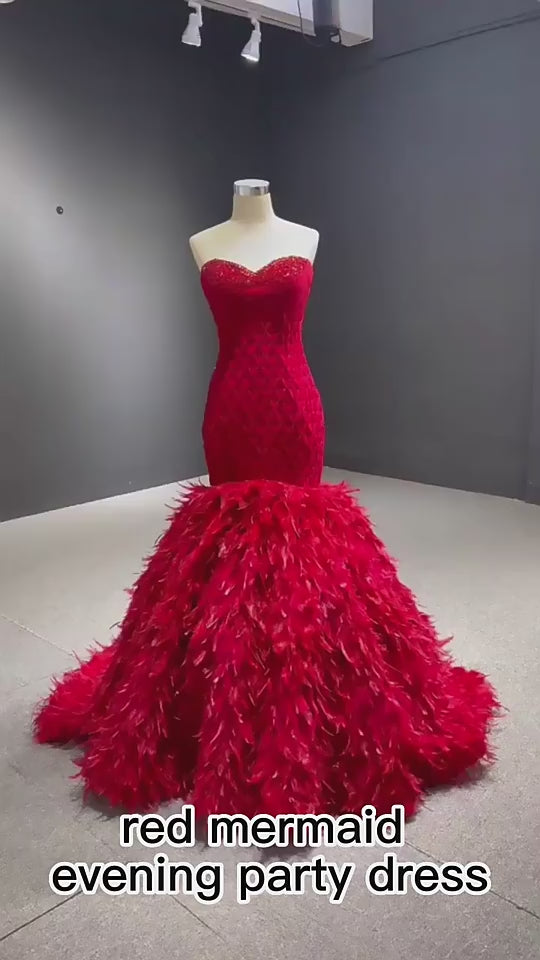 Red Runway Mermaid Bridal Gown