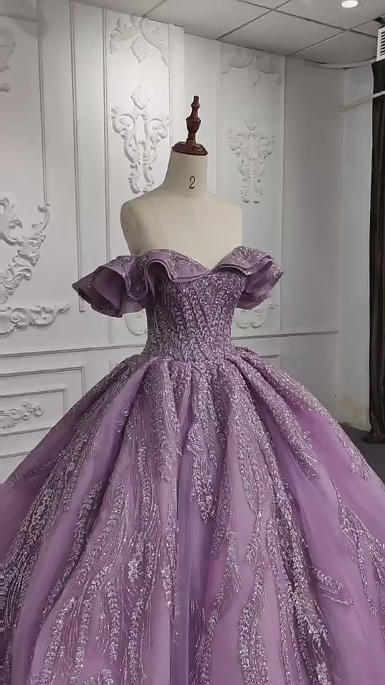 Victorian Style Elegant Lavender Empire Bridal Gown