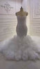 Spaghetti Strap Ruffle Sweetheart Ivory Bridal Mermaid Wedding Dress