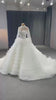 Luxury Ruffle Sequins High Neck Beaded Wedding Ball Gown