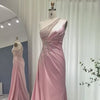 High Fashion Soft Pink One Shoulder Bridal Gown