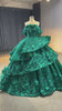 Beautiful 3D Flower Ball Gown Off Shoulder Bridal Gown