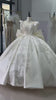 Elegant Bow Satin Puff Sleeve Ball Gown Wedding Dresses