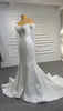 White Elegant Crystal Beads Sequins Luxury Bridal Gown Wedding Dress