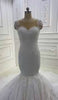 Stunning White Embroidery Sleeveless Mermaid Bridal Wedding Gown