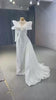 Luxury Asymmetric Pearl studded ruffled neckline Wedding Gown