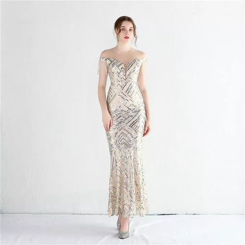 The Christie Crystal sleeve gown