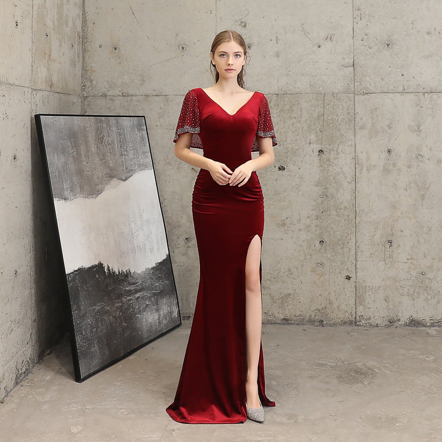 The Macy Velvet gown Burgundy Small