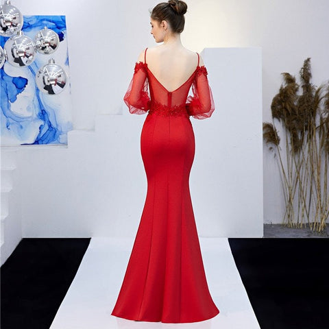 Bohemian style off shoulder evening gown