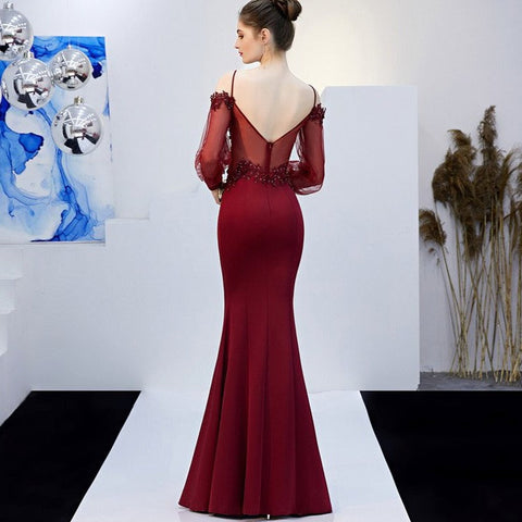 Bohemian style off shoulder evening gown