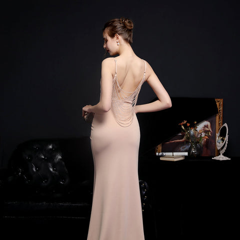 The Caroline beaded back gown