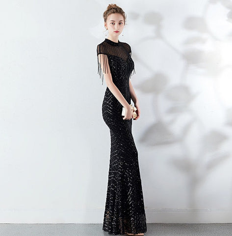 The Gloria geometric sequin gown