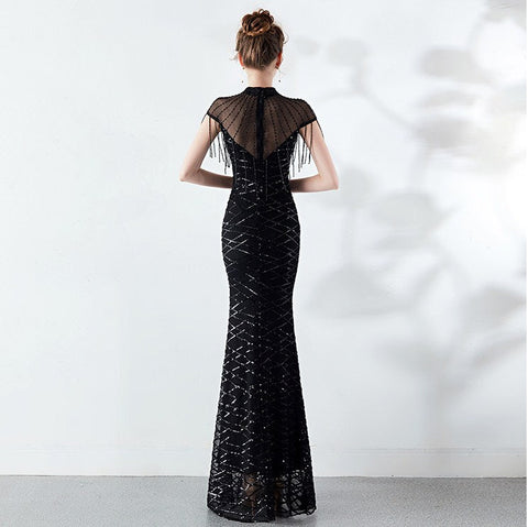 The Gloria geometric sequin gown