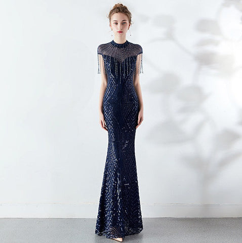 The Gloria geometric sequin gown