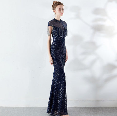 The Gloria geometric sequin gown