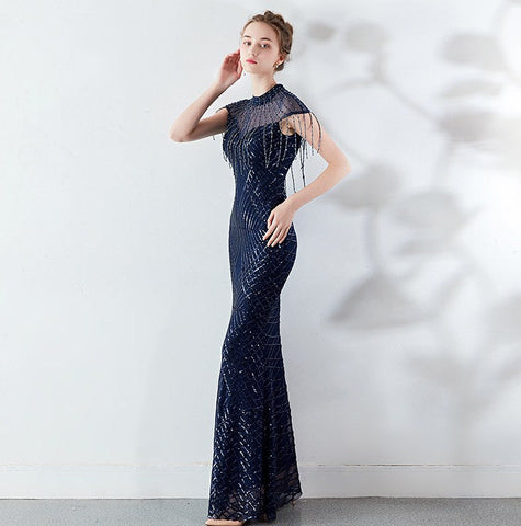 The Gloria geometric sequin gown